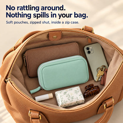 Zipped Daypouch case in a handbag, nothing spilled